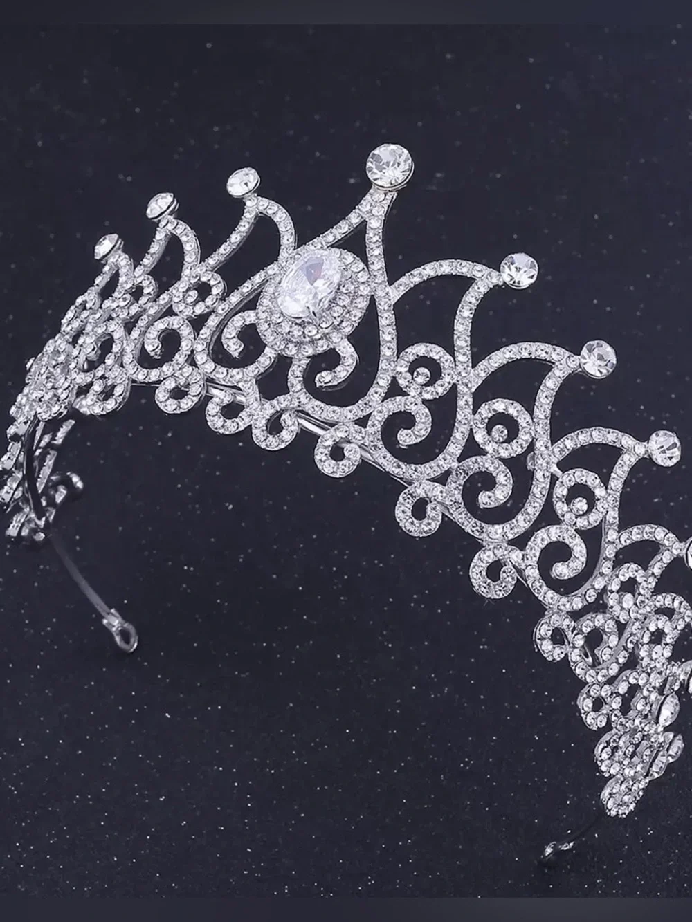 Crystal Rhinestone Silver Tiara Headband